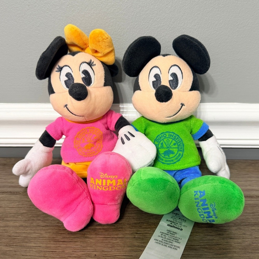Disney Parks Animal Kingdom‎ Dino Institute Mickey and Minnie Mouse Plush Set